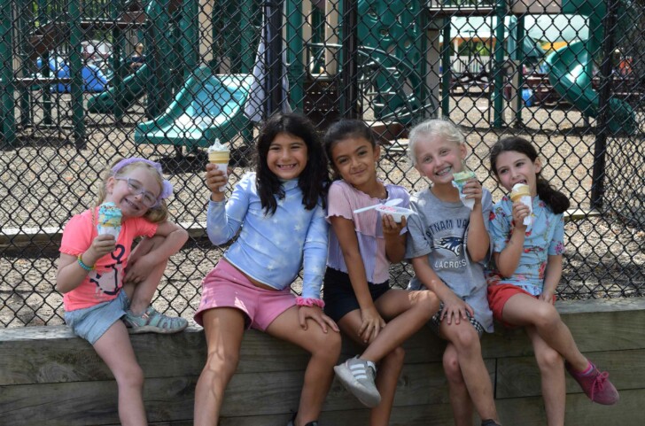 Campers enjoying ice cream.