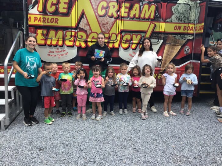 Campers enjoying ice cream.