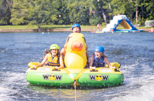 Campers on an inflatable.